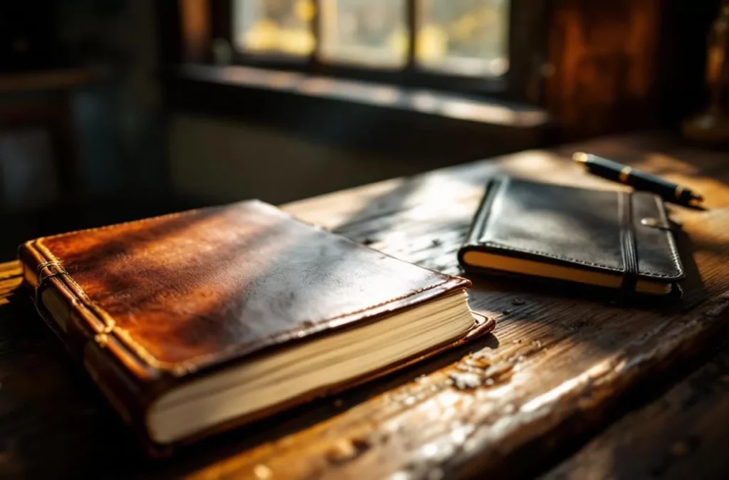 Vieux journal de ferme et carnet moderne — succession agricole
